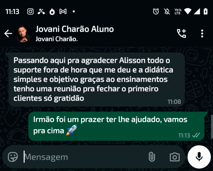 Depoimento de aluno